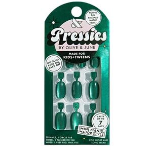 Olive & June Pressies Emerald Magic Velvet Round Short Press-On Nails for Kids